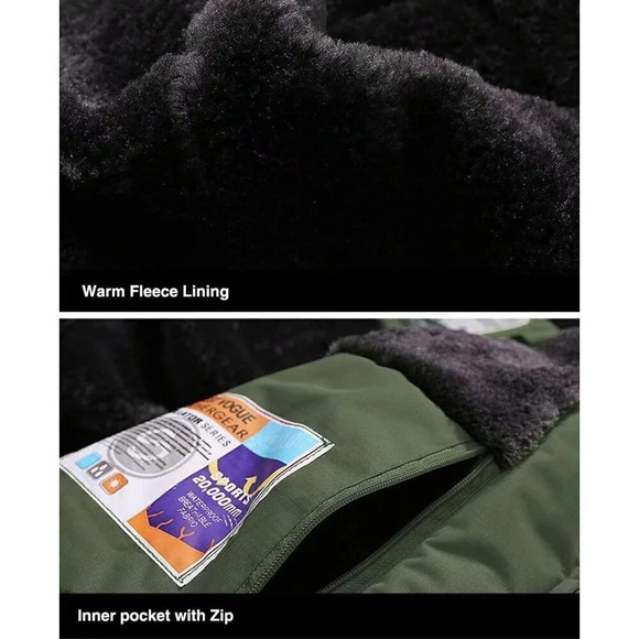 ❤️Men's Water Resistant Fleece Lined Winter Coats Windproof Warm Snow Ski Jacket - Picture 6 of 6